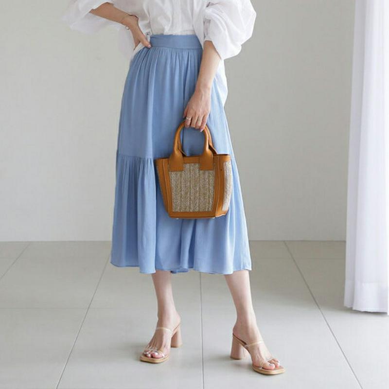 【新作10%OFF】ギャザーフレアスカート・全3色・t62832 レディース【sk】【韓国 ファッション スカート ミディ丈 ミ