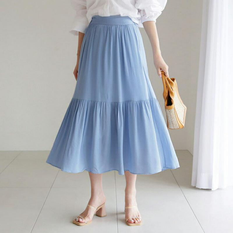 【新作10%OFF】ギャザーフレアスカート・全3色・t62832 レディース【sk】【韓国 ファッション スカート ミディ丈 ミ