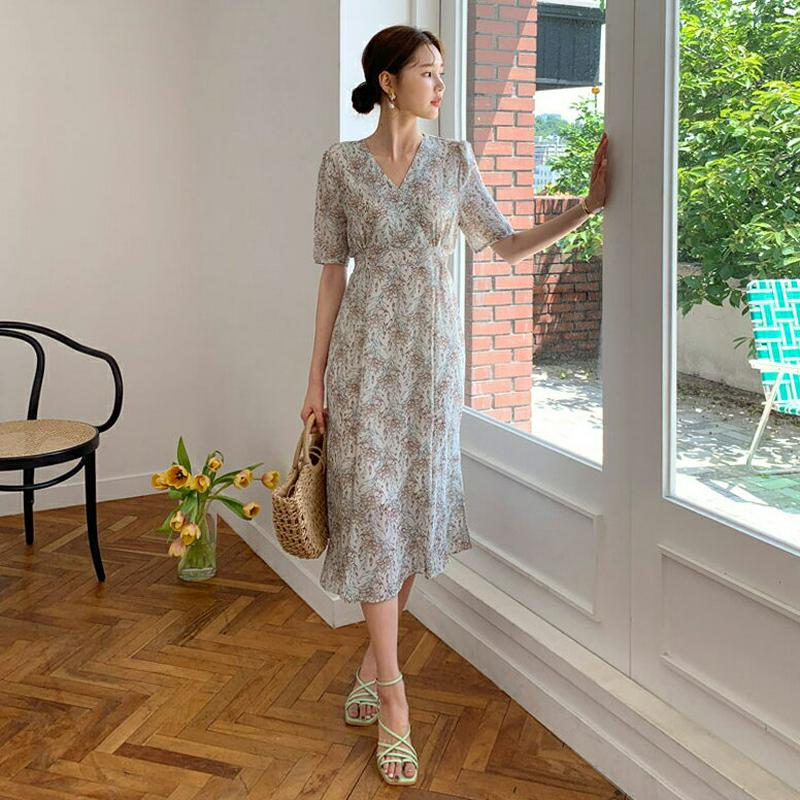 【新作10%OFF】花柄カシュクールワンピース・全2色・t60074 レディース【ops】【韓国 ファッション ワンピース ロン