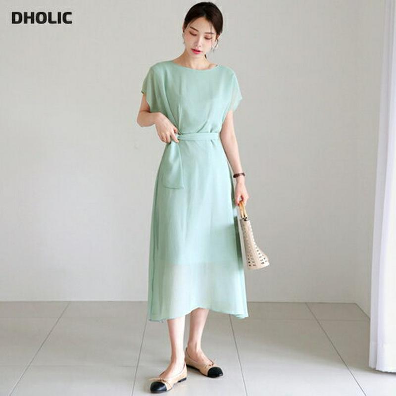 【新作10%OFF】ベルト付シフォンワンピース・全4色・t62880 レディース【ops】【韓国 ファッション ワンピース ロン