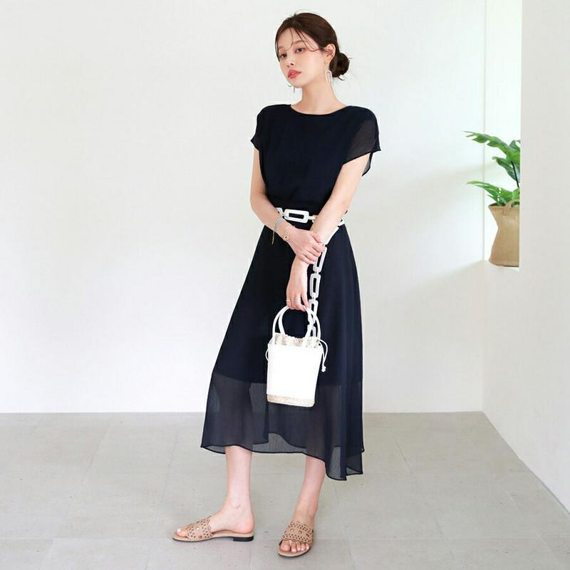 【新作10%OFF】ベルト付シフォンワンピース・全4色・t62880 レディース【ops】【韓国 ファッション ワンピース ロン