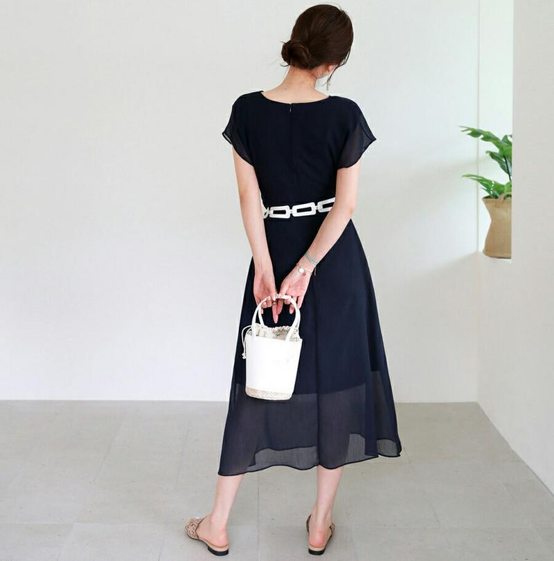 【新作10%OFF】ベルト付シフォンワンピース・全4色・t62880 レディース【ops】【韓国 ファッション ワンピース ロン