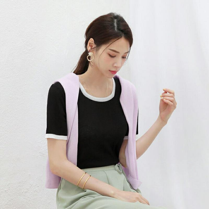 【新作10%OFF】スクエアリブ配色ニット・全3色・t62746 レディース【tops】【韓国 ファッション トップス ニット 