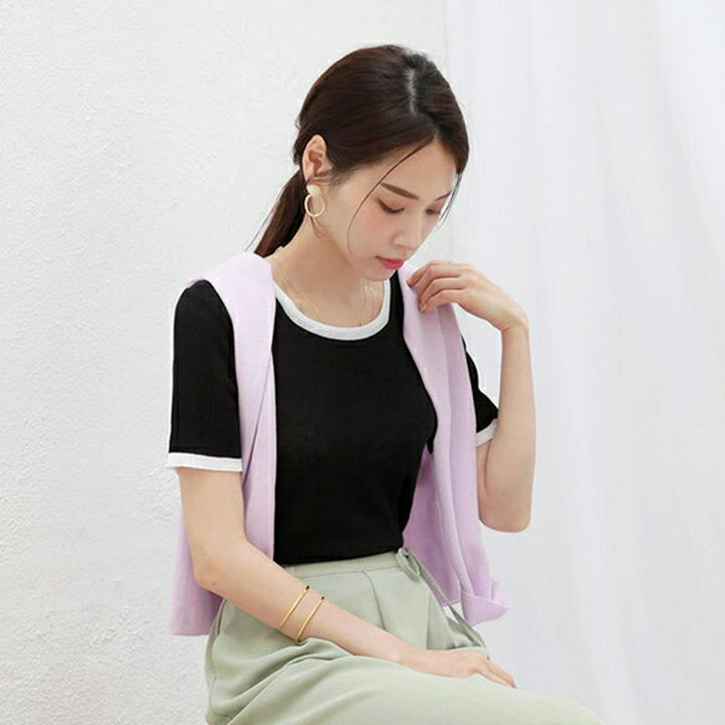 【新作10%OFF】スクエアリブ配色ニット・全3色・t62746 レディース【tops】【韓国 ファッション トップス ニット 