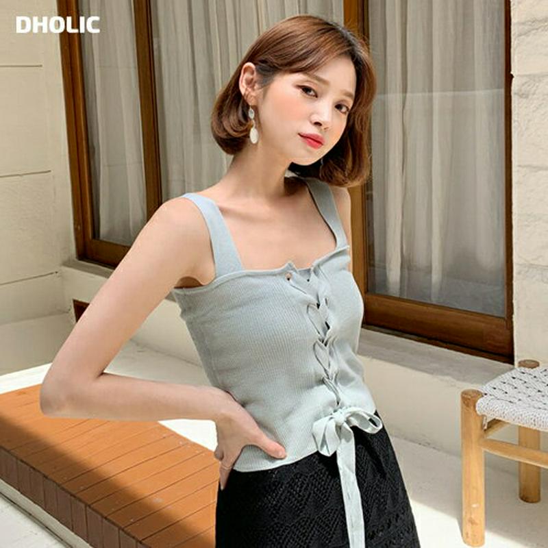 【新作10%OFF】2WAYレースアップスリーブレス・全3色・b60023 レディース【tops】【韓国 ファッション トップス