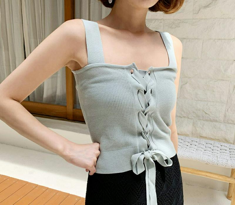 【新作10%OFF】2WAYレースアップスリーブレス・全3色・b60023 レディース【tops】【韓国 ファッション トップス