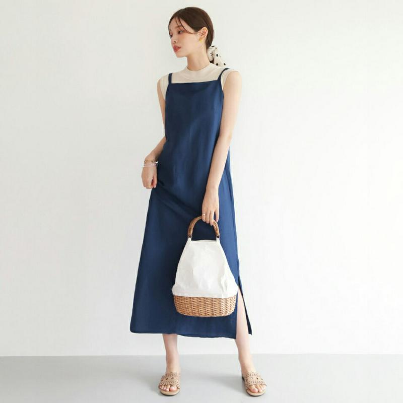 【新作10%OFF】バックストリングスリーブレスワンピース・全2色・t62749 レディース【ops】【韓国 ファッション ワン