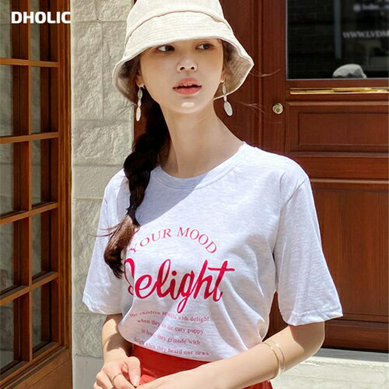 【新作10%OFF】コットンプリントTシャツ・全4色・t60025 レディース【tops】【韓国 ファッション トップス Tシャ