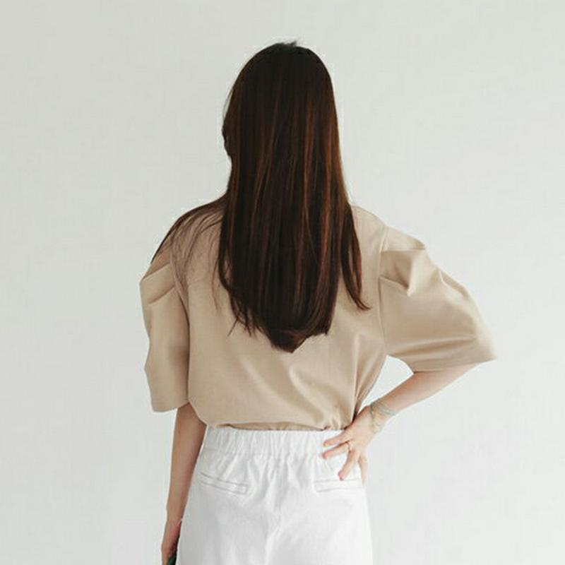 【新作10%OFF】タックパフスリットTシャツ・全5色・b62741 レディース【tops】【韓国 ファッション トップス Tシ