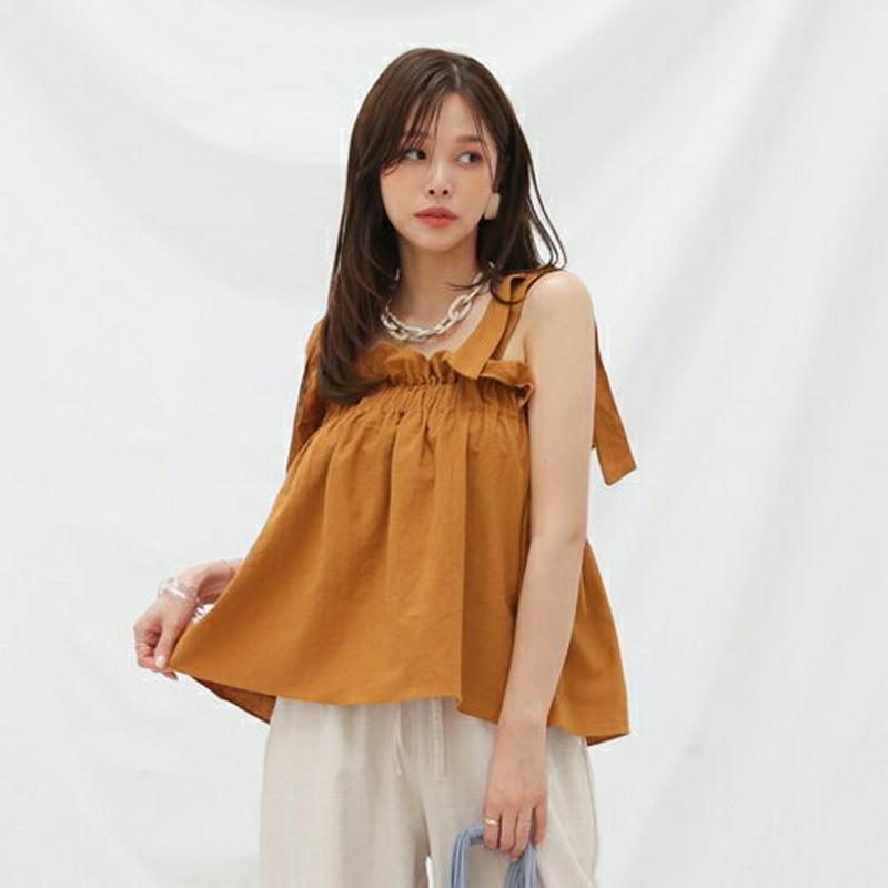 【新作10%OFF】ショルダータイスリーブレス・全2色・t62731 レディース【tops】【韓国 ファッション トップス スリ