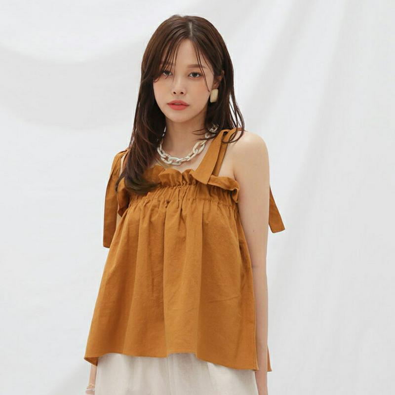 【新作10%OFF】ショルダータイスリーブレス・全2色・t62731 レディース【tops】【韓国 ファッション トップス スリ