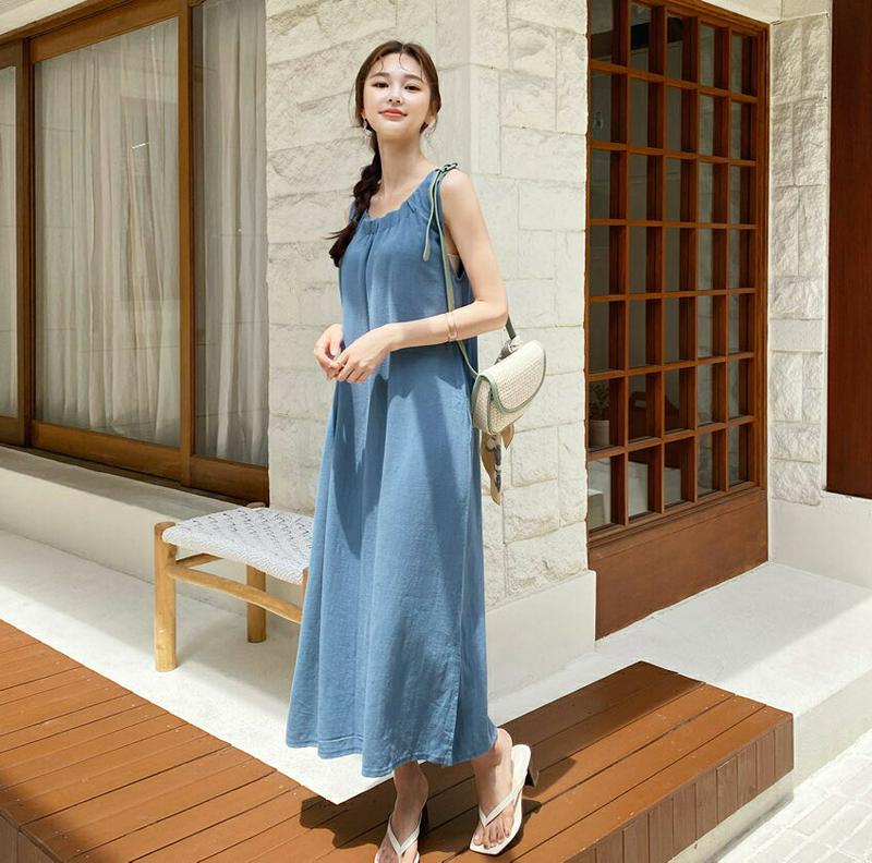 【新作10%OFF】ギャザースリーブレスワンピース・全2色・b60071 レディース【ops】【韓国 ファッション ワンピース 