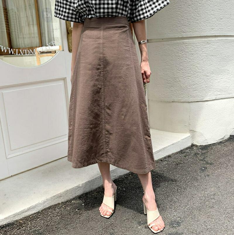 【新作10%OFF】ステッチAラインスカート・全4色・b60087 レディース【sk】【韓国 ファッション スカート ロング ロ
