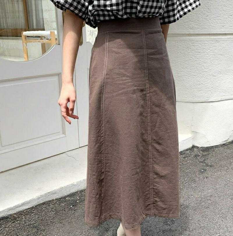 【新作10%OFF】ステッチAラインスカート・全4色・b60087 レディース【sk】【韓国 ファッション スカート ロング ロ