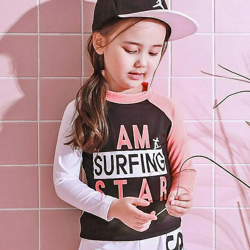I AMレタリングラッシュガードTシャツ・p003405 キッズ【3~8才】【bw】【水着 ビーチウェア スイムウェア ラッシュガード トップス 長袖 ロゴ カジュアル ラフ 女の子 男の子 夏 韓国 韓国子供服 子供 こども 子供服 こども服】【KIDS】