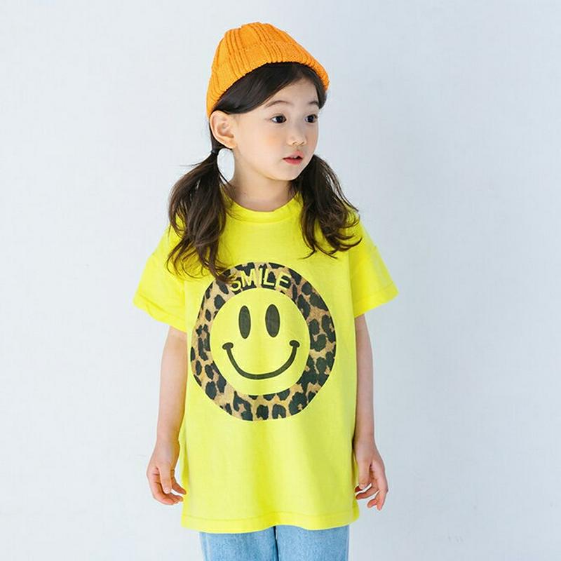 【新作10%OFF】レオパードスマイルTシャツ・u03374 キッズ【3~8才】【tops】【トップス Tシャツ スマイル レオ