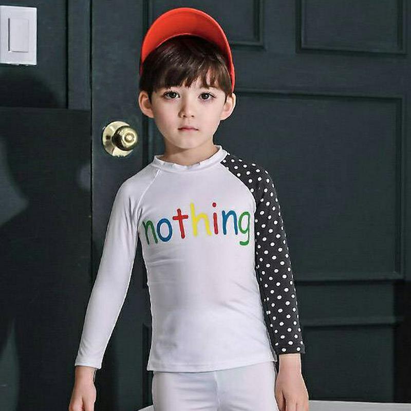 nothingドットラッシュガードTシャツ・p003431 キッズ【3~8才】【bw】【水着 ビーチウェア スイムウェア ラッシュガード 長袖 ロゴ ドット 柄 カジュアル 女の子 夏 韓国 韓国子供服 子供 こども 子供服 こども服】【KIDS】