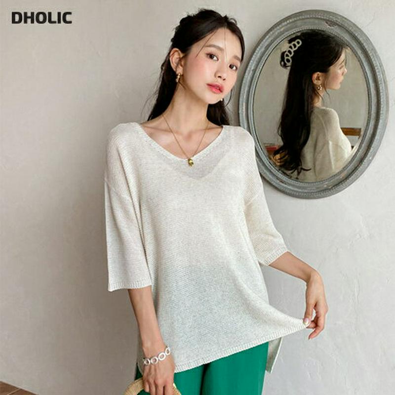 【只今10%OFF】バックリボンVネックニット・全4色・t55936 レディース【tops】【韓国 ファッション トップス ニッ