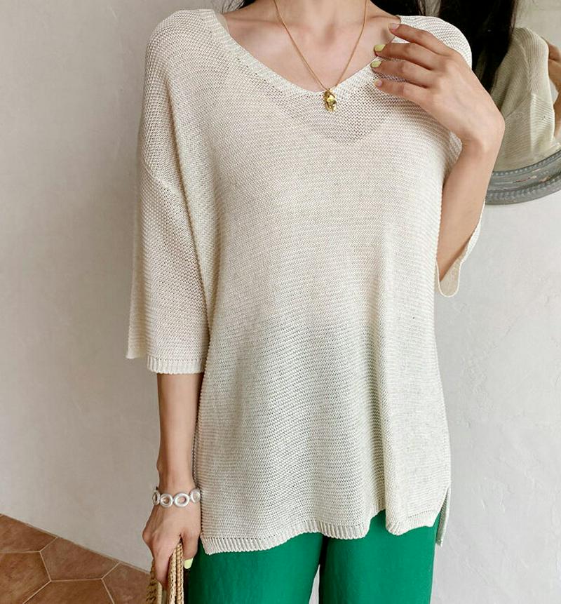 【只今10%OFF】バックリボンVネックニット・全4色・t55936 レディース【tops】【韓国 ファッション トップス ニッ