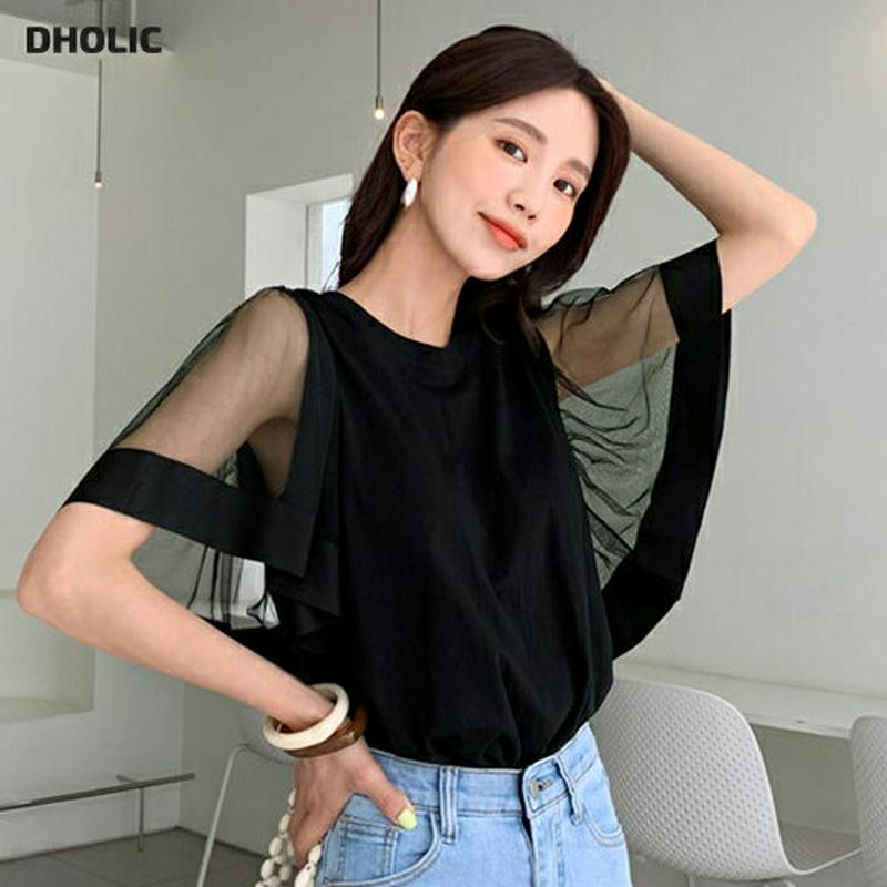 【只今10%OFF】フレアシアースリーブTシャツ・全2色・b60109 レディース【tops】【韓国 ファッション トップス T