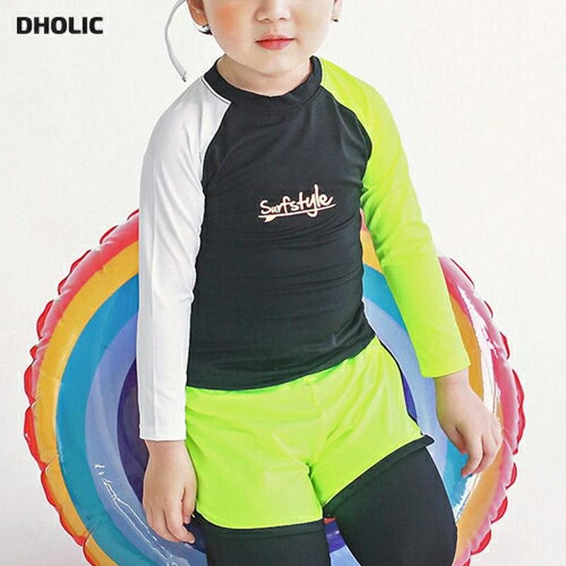 レタリング配色ラッシュガードTシャツ p003084・キッズ 【3~8才】【bw】【韓国 ファッション 水着 ラッシュガード スイムウェア 水遊び プール 海 日焼け防止 日除け 単品 速乾 トップス 長袖 ロゴ ラグランスリーブ 子供 子供服 ジュニア 夏】【KIDS】