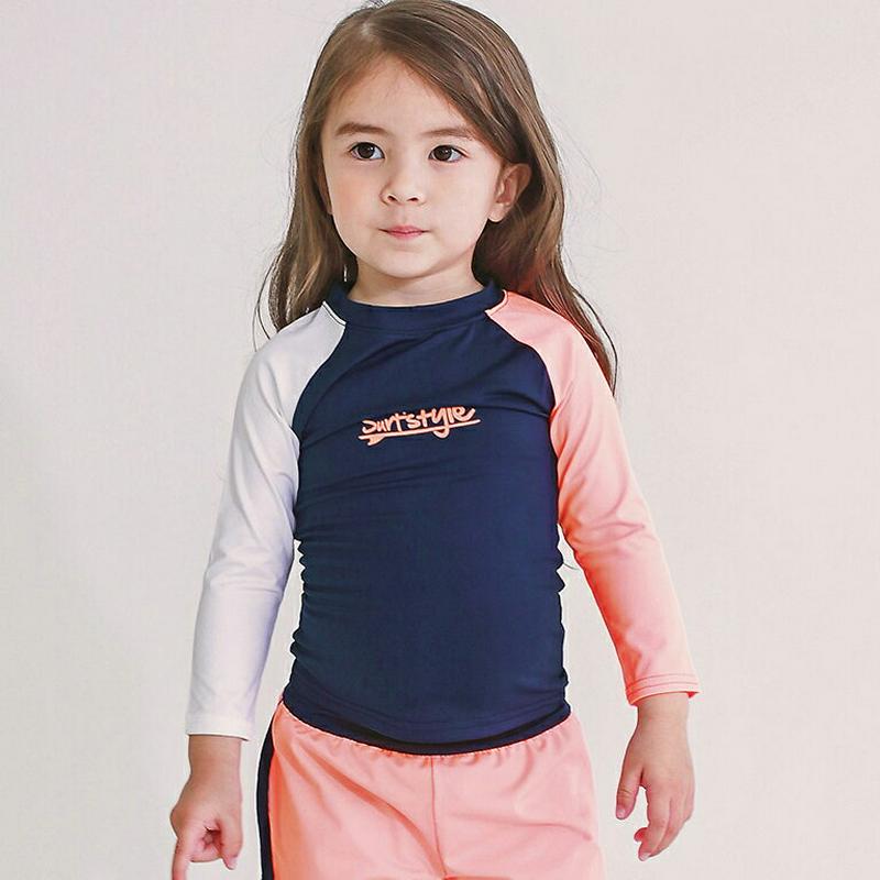 レタリング配色ラッシュガードTシャツ p003084・キッズ 【3~8才】【bw】【韓国 ファッション 水着 ラッシュガード スイムウェア 水遊び プール 海 日焼け防止 日除け 単品 速乾 トップス 長袖 ロゴ ラグランスリーブ 子供 子供服 ジュニア 夏】【KIDS】