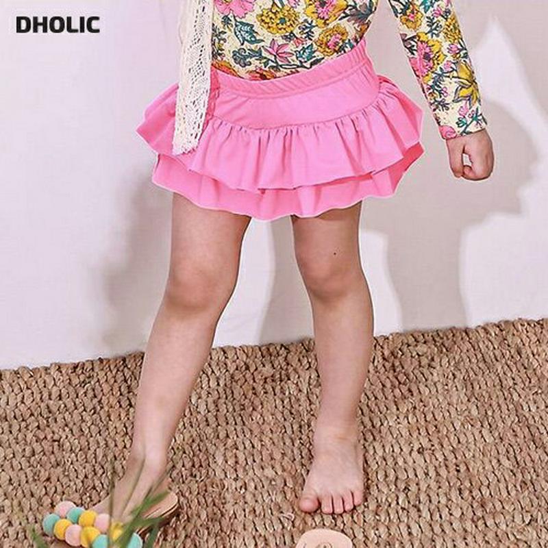 フリルティアードスイムパンツ p003783・キッズ 【3~8才】【bw】【韓国 ファッション 水着 スイムウェア 水遊び プール 海 日焼け防止 日除け 速乾 単品 スイムパンツ ショーツ パンツ スカート フリル 無地 女の子 子供 子供服 ジュニア 夏】【KIDS】