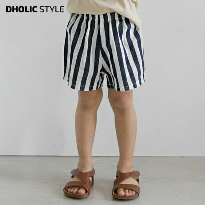 ロンドンストライプショートパンツ p002572・キッズ 【3~8才】【pt】【韓国 ファッション ボトムス パンツ ハーフ ショート 半ズボン 短パン ウエストゴム ストライプ 女の子 男の子 子供 子供服 小学生 ジュニア 夏】【KIDS】