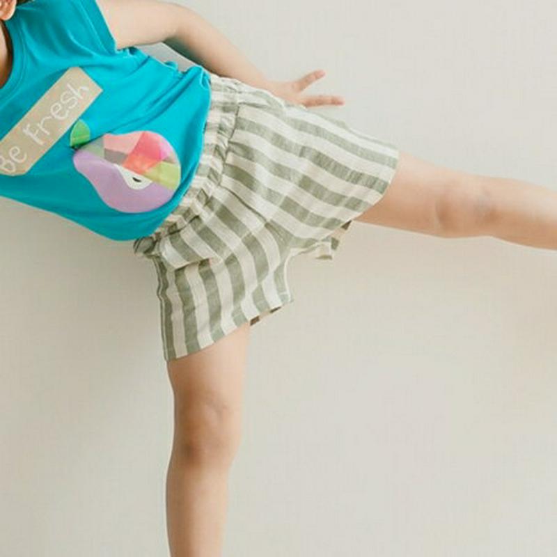 ロンドンストライプショートパンツ p002572・キッズ 【3~8才】【pt】【韓国 ファッション ボトムス パンツ ハーフ ショート 半ズボン 短パン ウエストゴム ストライプ 女の子 男の子 子供 子供服 小学生 ジュニア 夏】【KIDS】