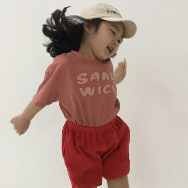 SANDレタリングTシャツ u03633・キッズ 【3~8才】【tops】【韓国 ファッション トップス Tシャツ カットソー 