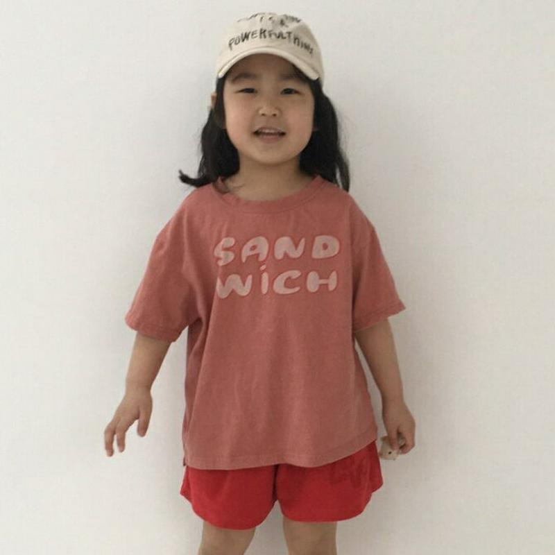 SANDレタリングTシャツ u03633・キッズ 【3~8才】【tops】【韓国 ファッション トップス Tシャツ カットソー 