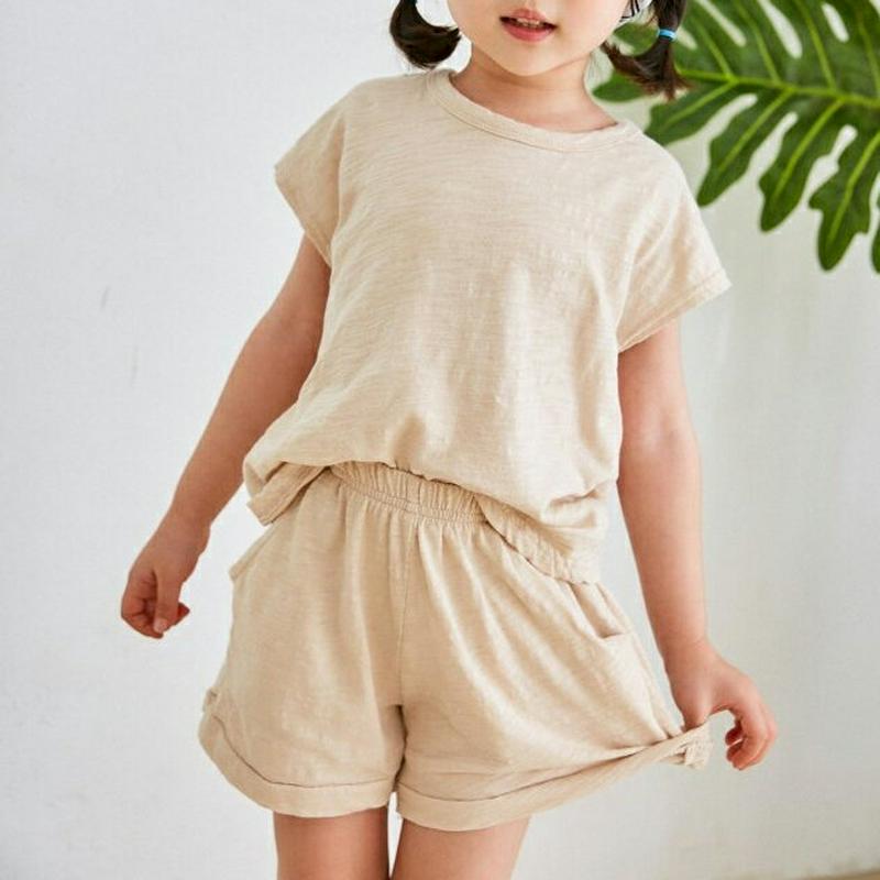 コットンスリーブレス上下SET u03793・キッズ 【3~8才】【SET】【韓国 ファッション セットアップ Tシャツ カット
