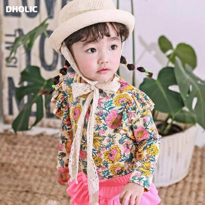 花柄フリルラッシュガードTシャツ p003773・キッズ 【3~8才】【bw】【韓国 ファッション 水着 ラッシュガード スイムウェア 水遊び プール 海 日焼け防止 日除け 単品 速乾 トップス 長袖 フリル ロゴ 花柄 女の子 子供 子供服 ジュニア 夏】【KIDS】