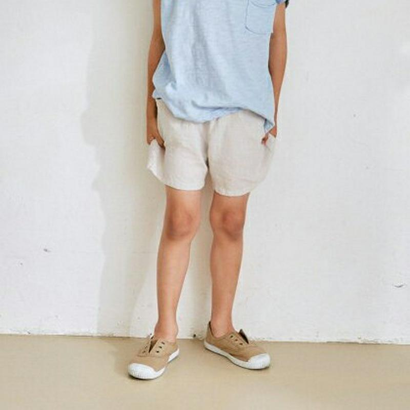 リネン混ショートパンツ u03672・キッズ 【3~8才】【pt】【韓国 ファッション ボトムス パンツ ハーフ ショート 半ズ
