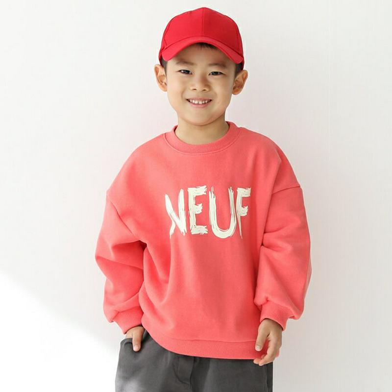 NEUFスウェット p002574・キッズ 【3~8才】【tops】【韓国 ファッション トップス スウェット トレーナー カットソー 長袖 ルーズ ゆったり コットン100 ロゴ レタリング 英字 女の子 男の子 子供 子供服 小学生 ジュニア 春 秋】【KIDS】