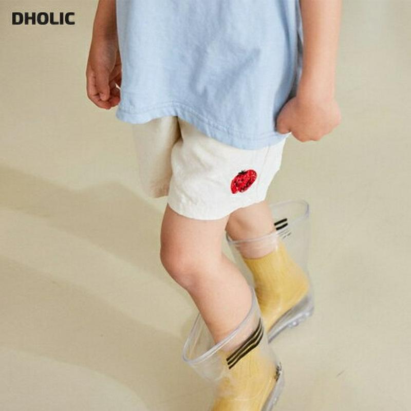 イチゴリネン混パンツ u03611・キッズ 【3~8才】【pt】【韓国 ファッション ボトムス パンツ ハーフ ショート 半ズボ