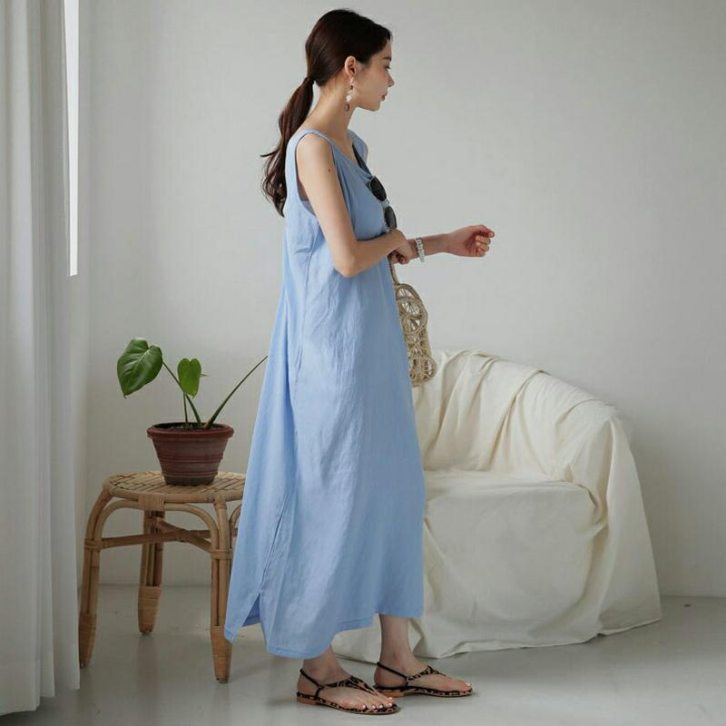 バックUカットワンピース・全4色・t62859 レディース【ops】【韓国 ファッション ワンピース スリーブレス ノースリーブ