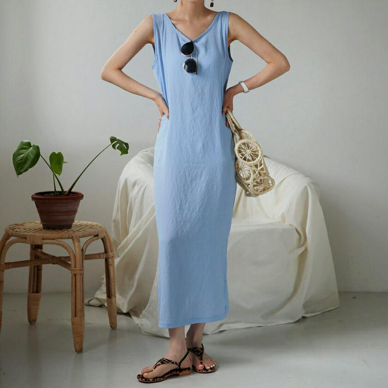 バックUカットワンピース・全4色・t62859 レディース【ops】【韓国 ファッション ワンピース スリーブレス ノースリーブ