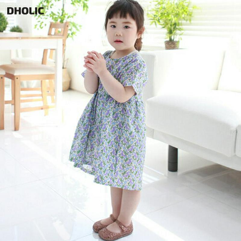 半袖花柄ワンピース p002563・キッズ 【3~8才】【ops】【韓国 ファッション ワンピース ロング 膝下 半袖 ハーフスリーブ フレア Aライン ラウンドネック ゆったり ルーズ 花柄 女の子 子供 子供服 小学生 ジュニア 夏】【KIDS】