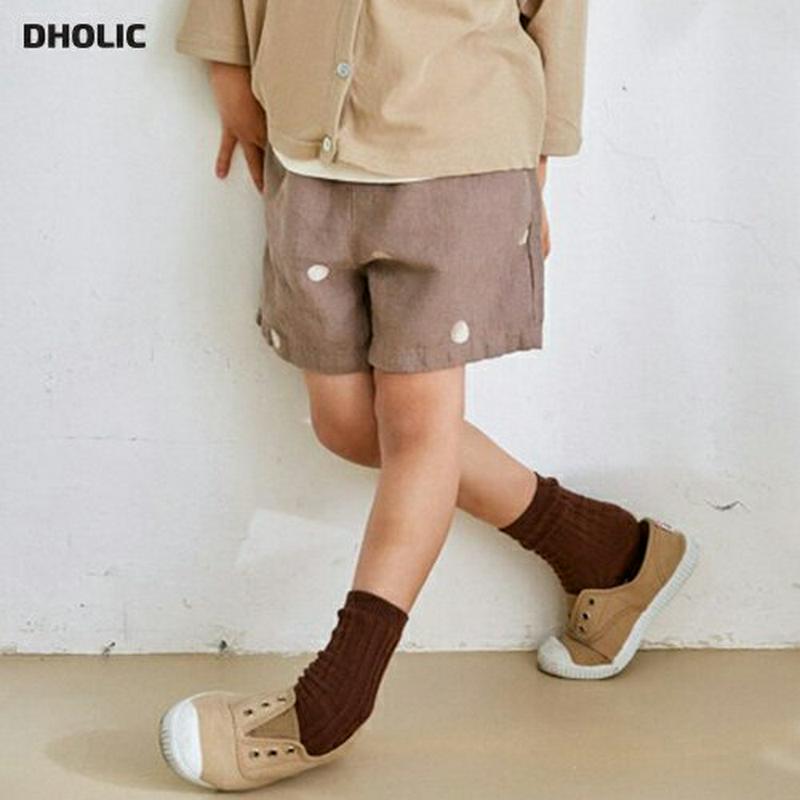 ドットリネンショートパンツ u03635・キッズ 【3~8才】【pt】【韓国 ファッション ボトムス パンツ ハーフ ショート 