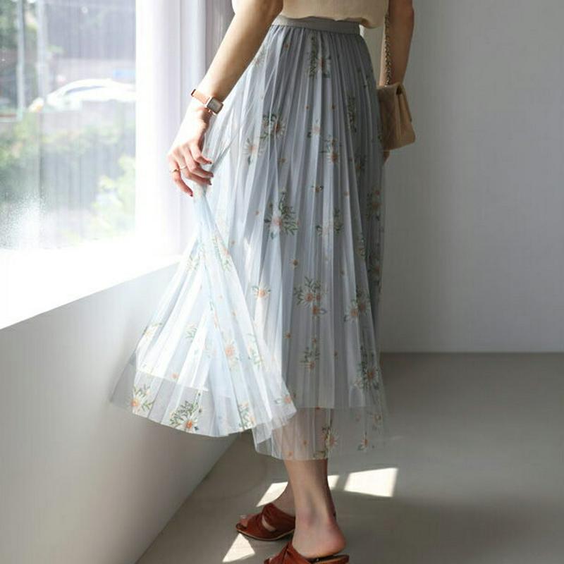 フラワーチュールリバーシブルスカート・全3色・b56377 レディース【sk】【韓国 ファッション スカート ロング ロングスカ
