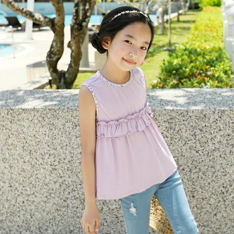 パターンヘムフリルスリーブレス p003677・キッズ 【3~8才】【tops】【韓国 ファッション トップス カットソー スリ