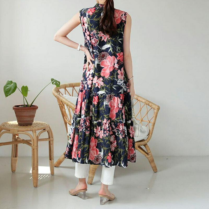 ストラップ付花柄スリーブレスワンピース・全2色・b62858 レディース【ops】【韓国 ファッション ワンピース ロング ロン