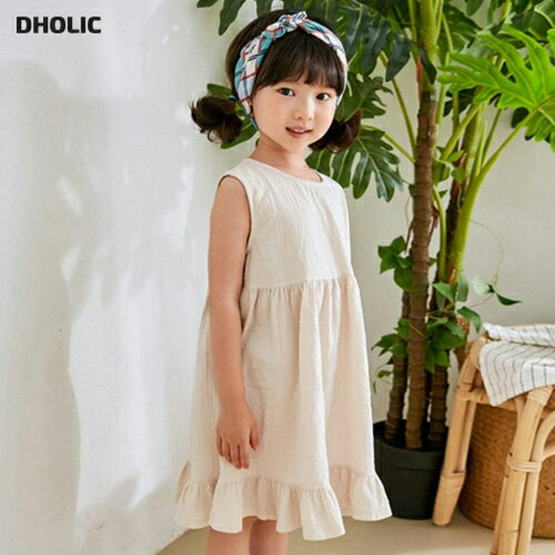 フリルヘムスリーブレスワンピース u03615・キッズ 【3~8才】【ops】【韓国 ファッション ワンピース ロング 膝下 ノ