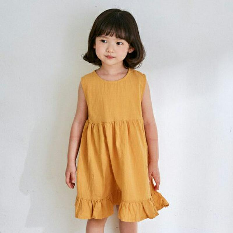 フリルヘムスリーブレスワンピース u03615・キッズ 【3~8才】【ops】【韓国 ファッション ワンピース ロング 膝下 ノ