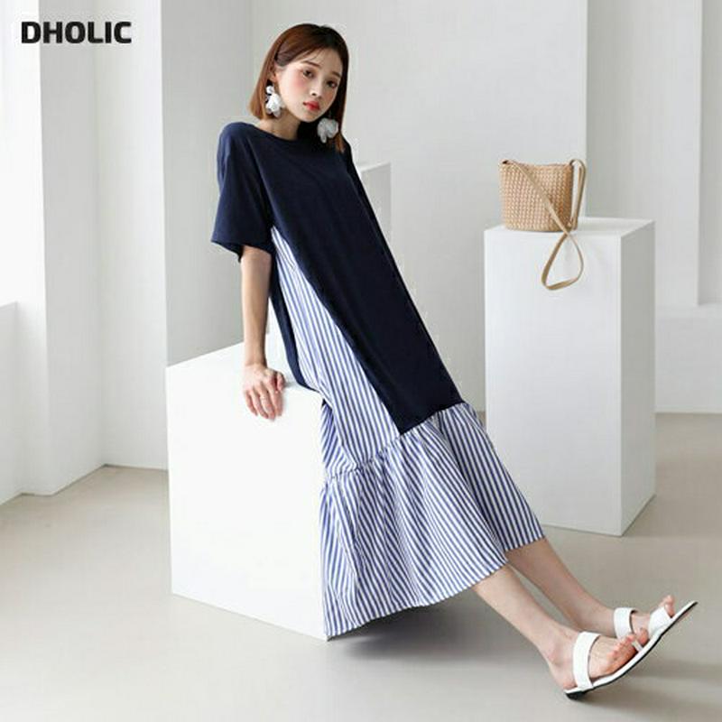 ストライプコントラストワンピース・全3色・b56392 レディース【ops】【韓国 ファッション ワンピース ロング ロングワン