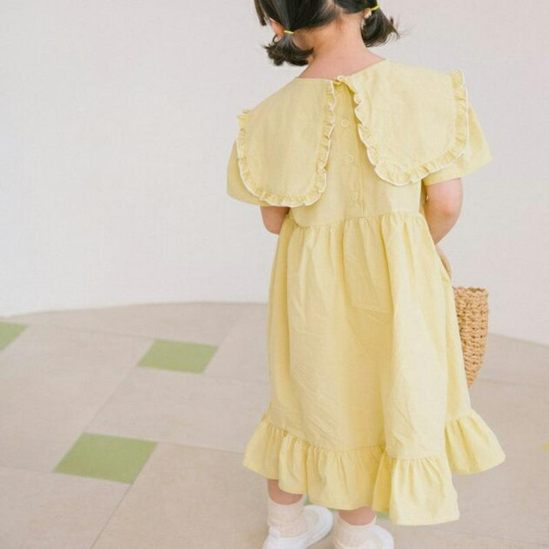 パイピングワイドカラーワンピース u03728・キッズ 【3~8才】【ops】【韓国 ファッション ワンピース ロング 膝下 半