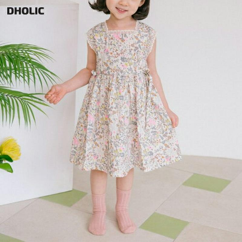 2TYPEレースラインリボンワンピース u03722・キッズ 【3~8才】【ops】【韓国 ファッション ワンピース ロング 膝