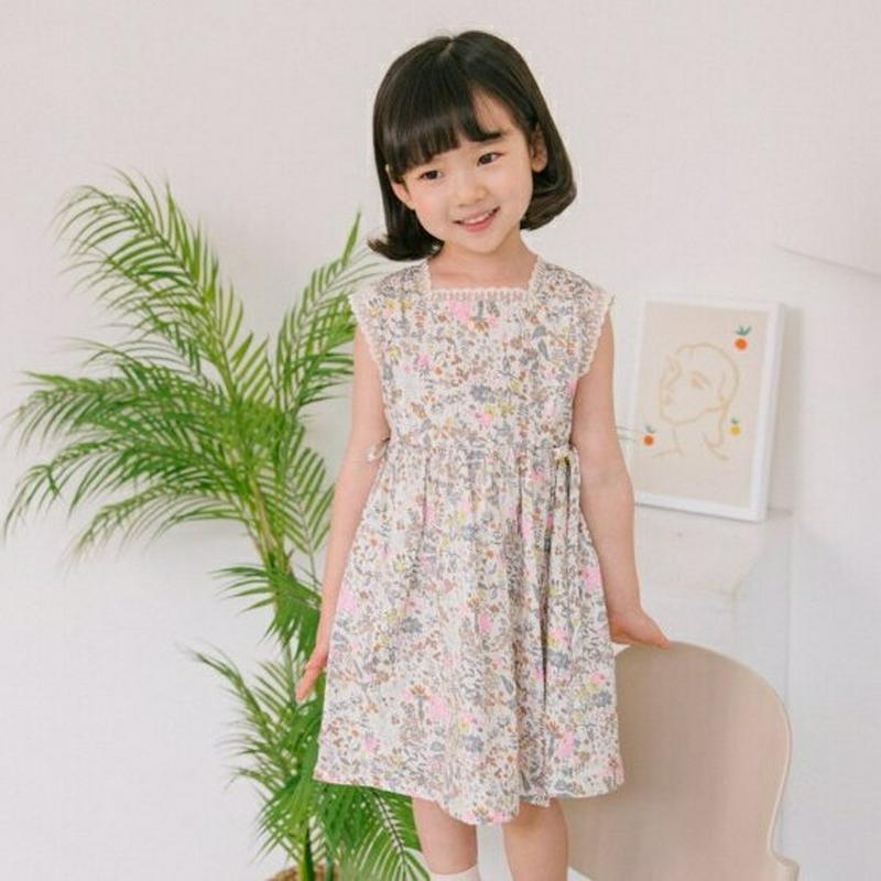 2TYPEレースラインリボンワンピース u03722・キッズ 【3~8才】【ops】【韓国 ファッション ワンピース ロング 膝