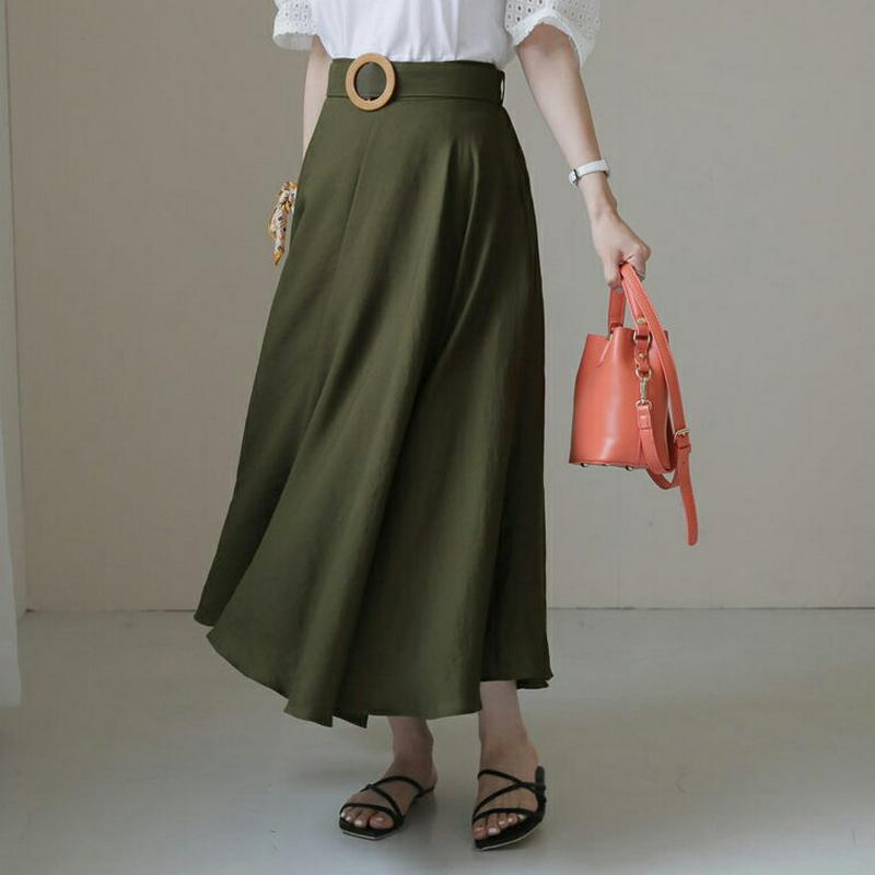 サークルベルト付フレアスカート・全3色・t62871 レディース【sk】【韓国 ファッション スカート ロング ロングスカート 